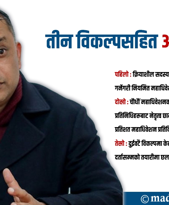 तीन विकल्पसहित अघि बढे गगन