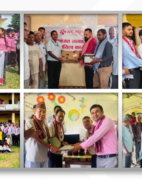 चार विद्यालयलाई एनआइसी एसियाको ल्यापटप, कम्प्युटर र प्रोजेक्टर सहयोग
