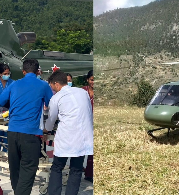 गर्भवती महिलाको सेनाको हेलिकोप्टरमार्फत उद्धार