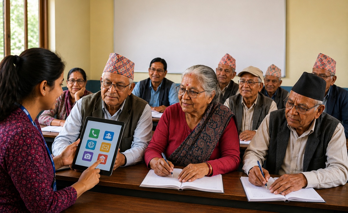 वृद्धवृद्धालाई प्रविधि सिकाउँदै सरकार