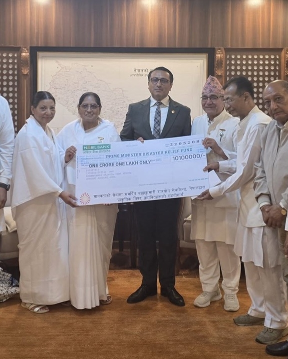 बाढीबाट प्रभावितका लागि ब्रह्माकुमारी राजयोग सेवा केन्द्रद्वारा १ करोड १ लाख सहयोग