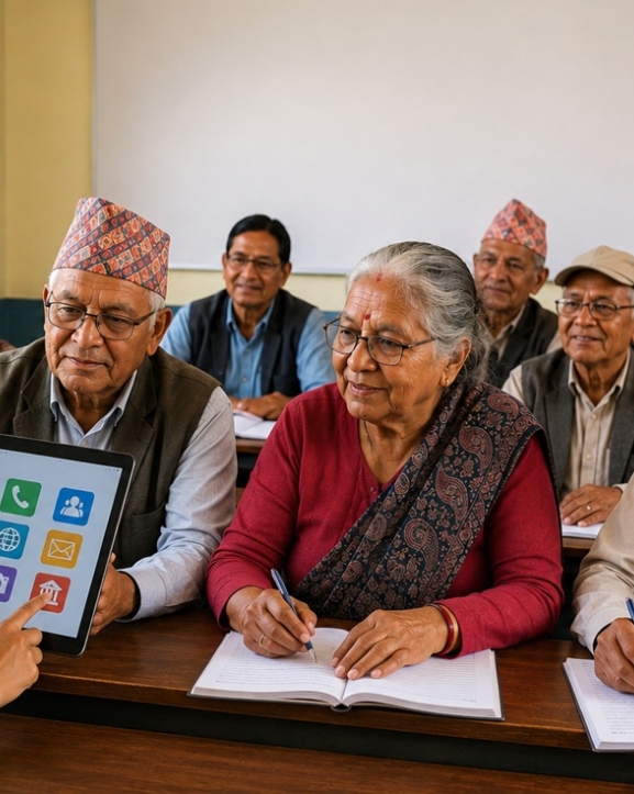 वृद्धवृद्धालाई प्रविधि सिकाउँदै सरकार