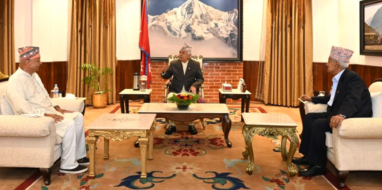 तराई-मधेशको अवस्थाबारे राष्ट्रपति पौडेलद्वारा प्रथम राष्ट्रपति र उपराष्ट्रपतिसँग छलफल