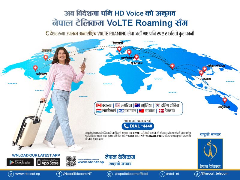 अब डेनमार्क र दक्षिण कोरियामा नेपाल टेलिकमको भोल्टी रोमिङ सेवा