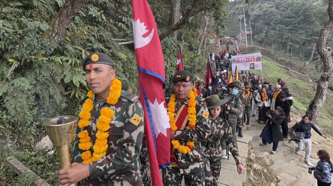 गोरखाबाट एकीकरण पदयात्रामा निस्कियो नेपाली सेनाको टोली