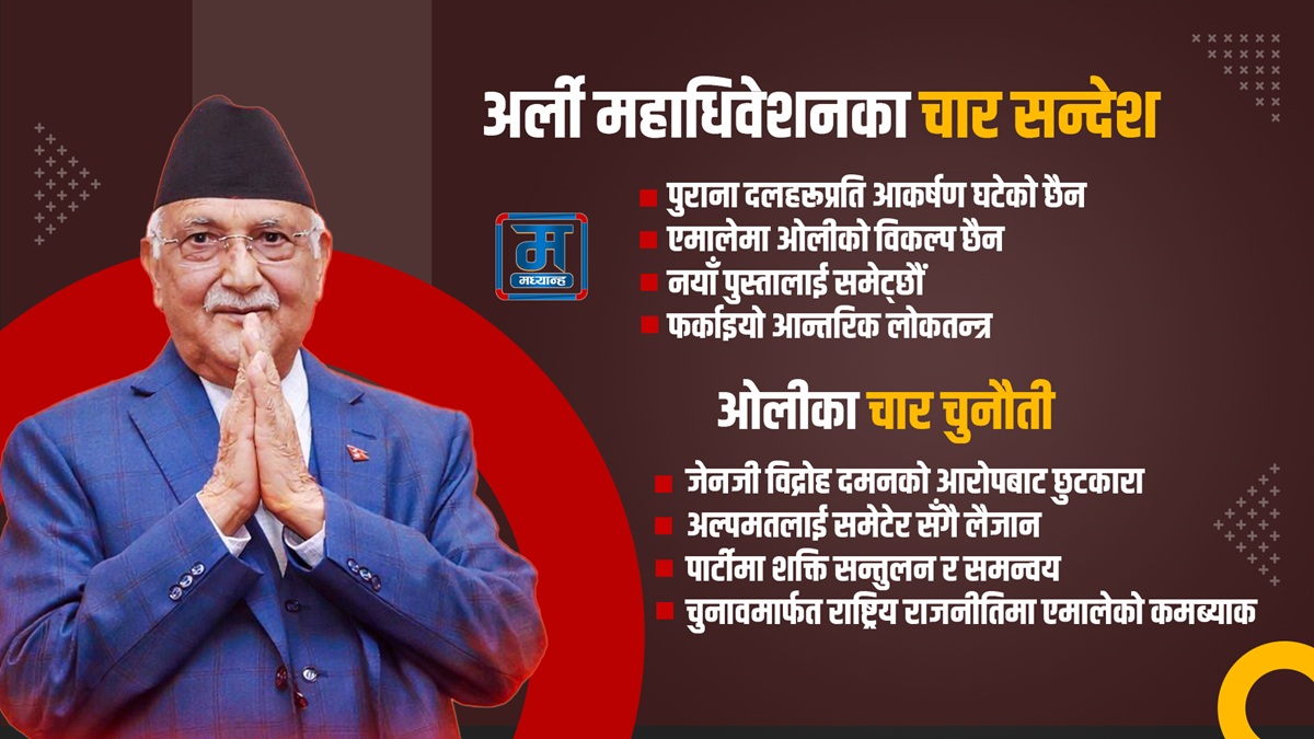 अर्ली महाधिवेशनबाट ओलीले दिएका चार सन्देश